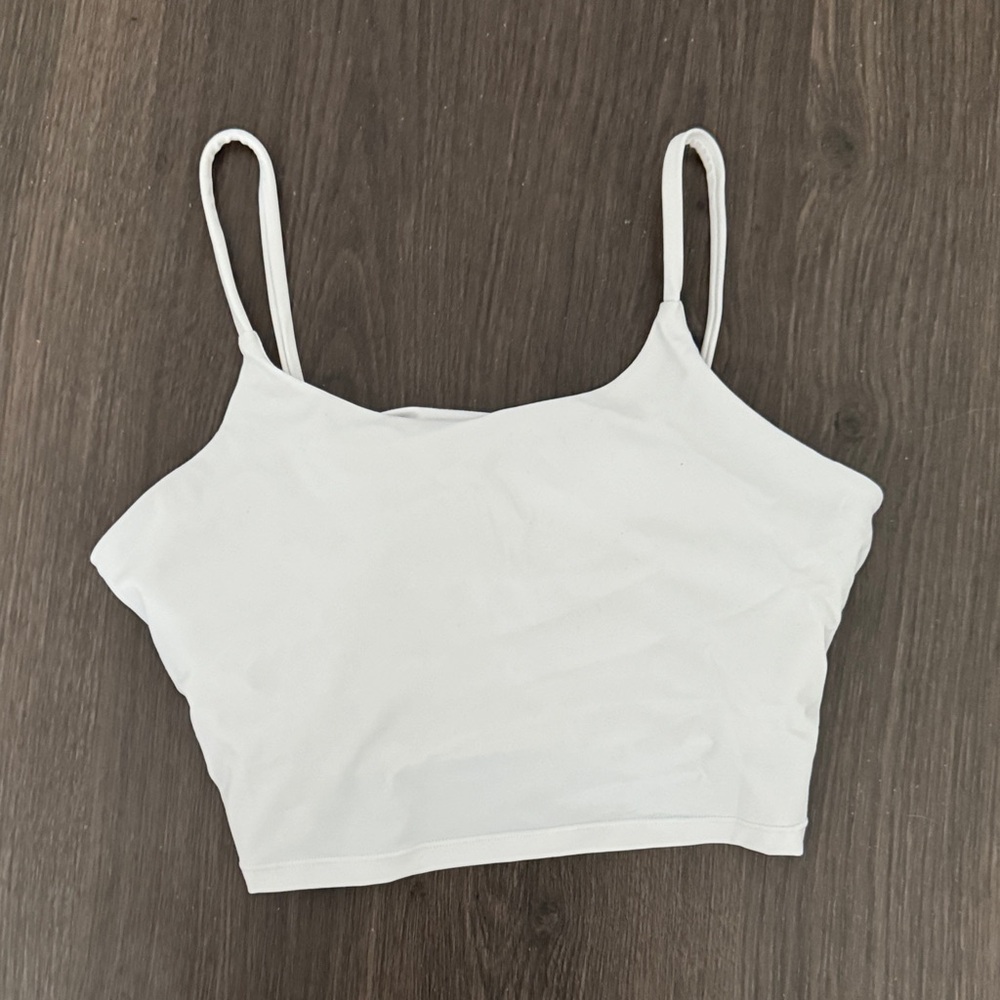 White Spaghetti Strap Crop Top with bra shelf